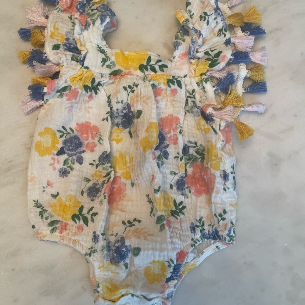 Floral Baby Romper with Tassels